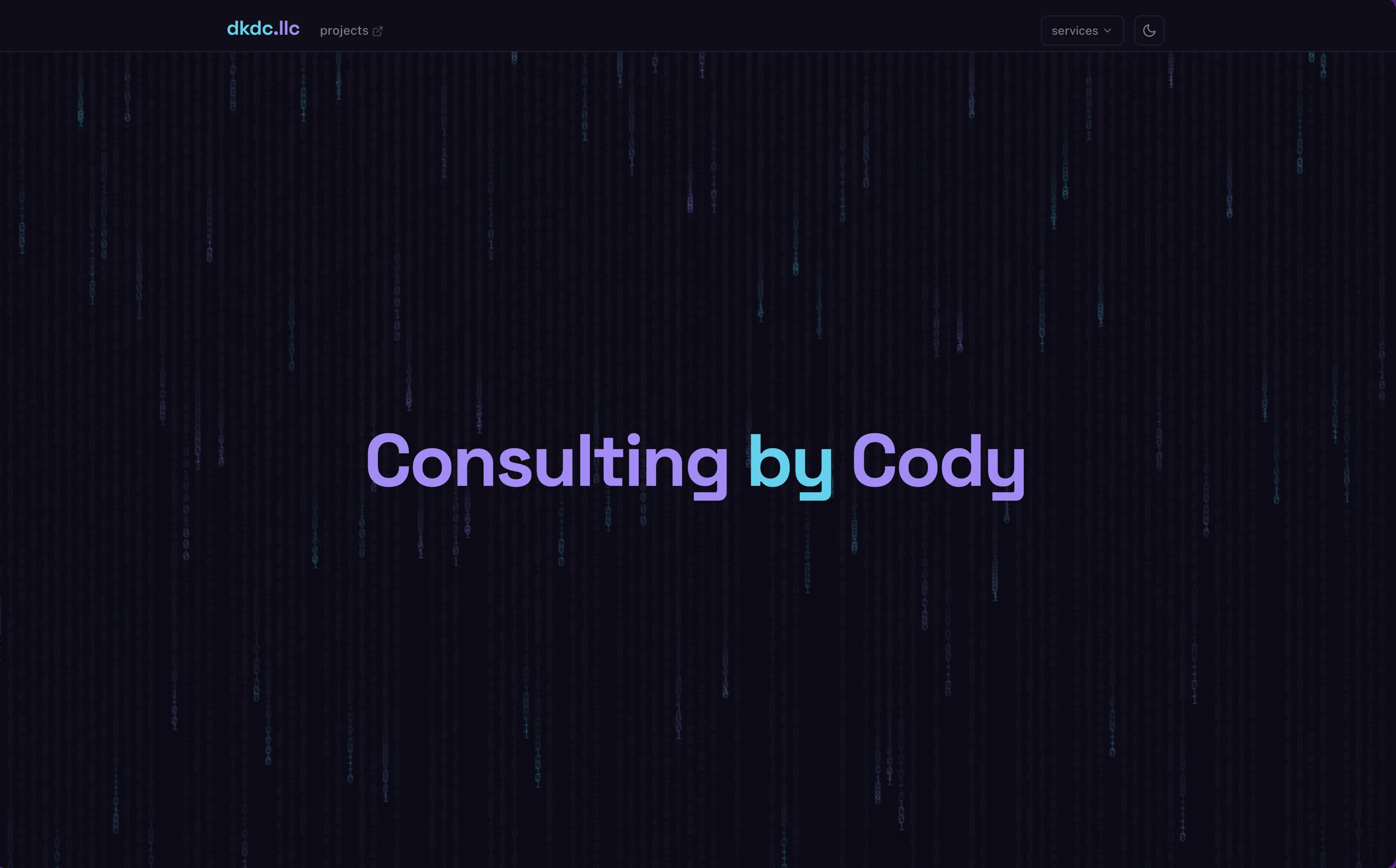 Screenshot of the dkdc.llc website homepage