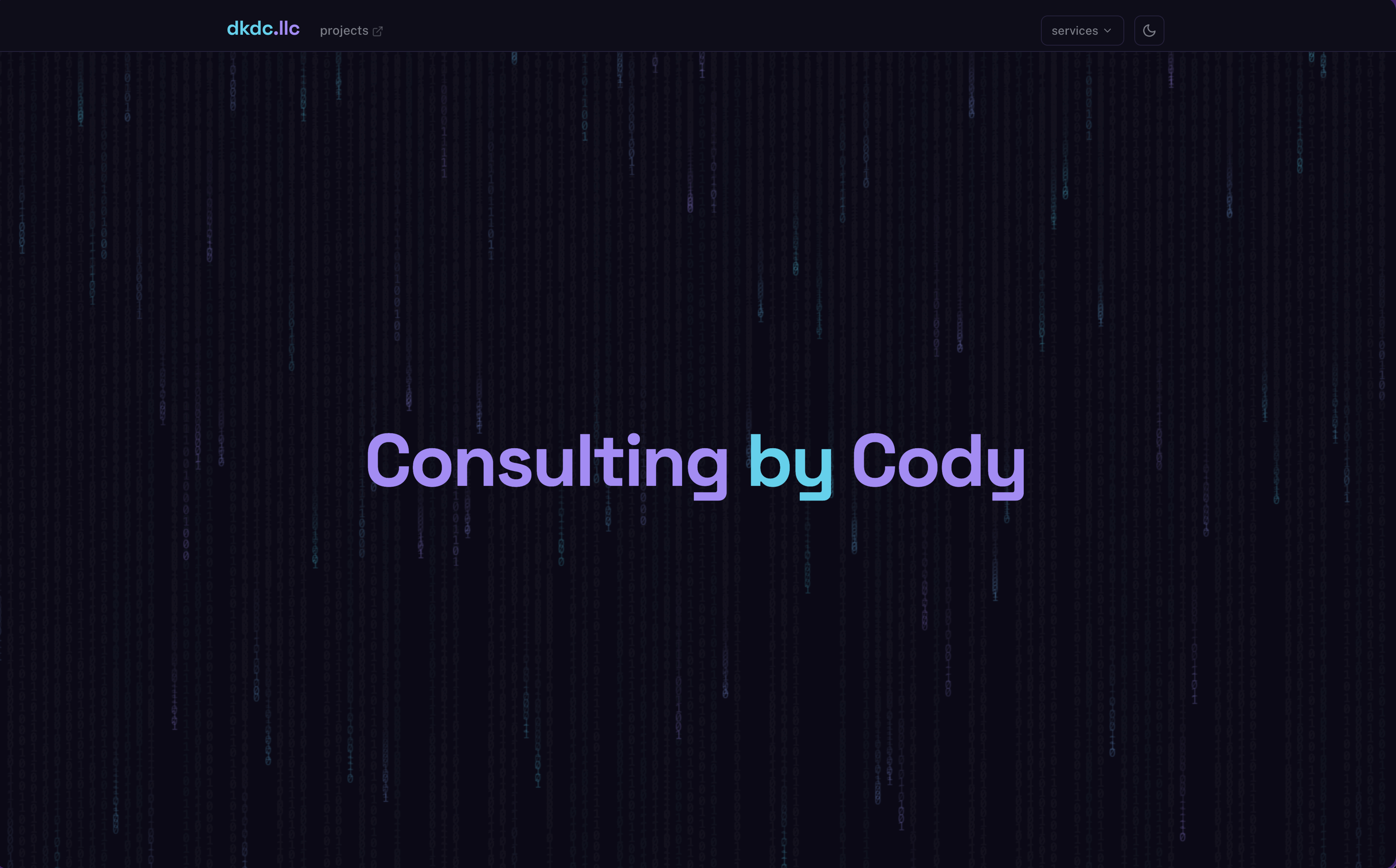 Screenshot of the dkdc.llc website homepage